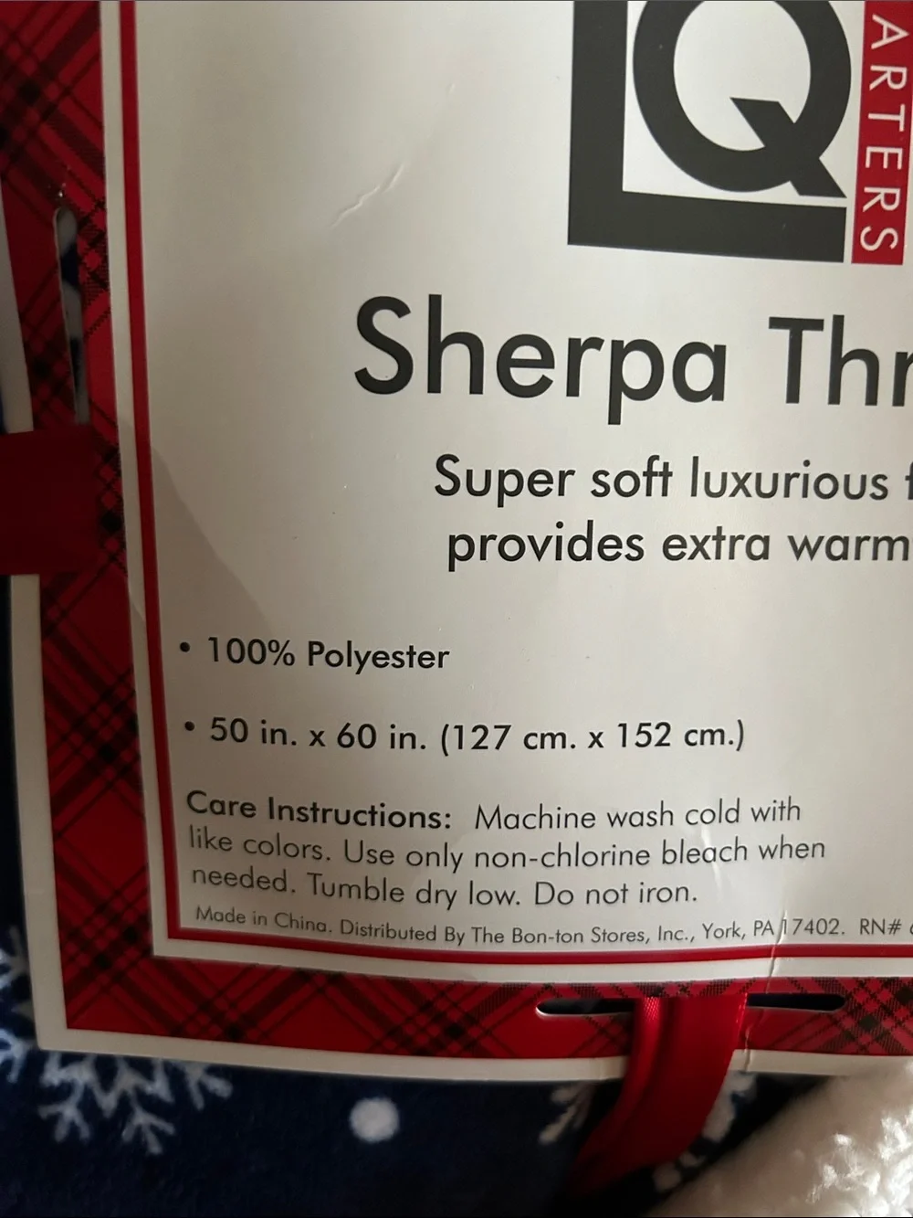 Navy Snowflake Sherpa Throw